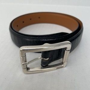 Lauren Ralph Lauren Black Italian Leather Croc Embossed Belt Youth Size L